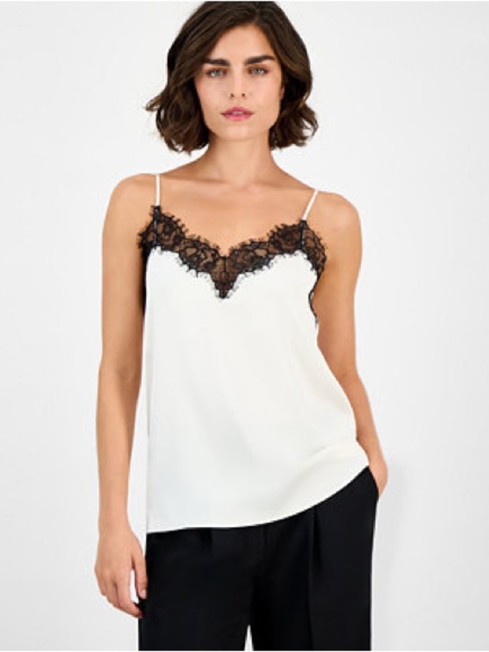 BOSS ORANGE White Camisole with Black Lace Trim